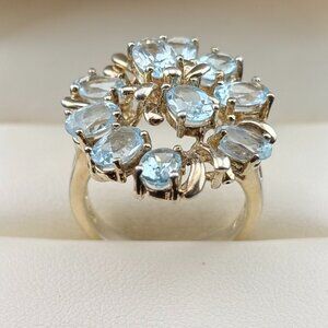 HENG NGAI 925 Sterling Silver Authentic Sky Blue Topaz 4.3 Carat Ring Size 6.75
